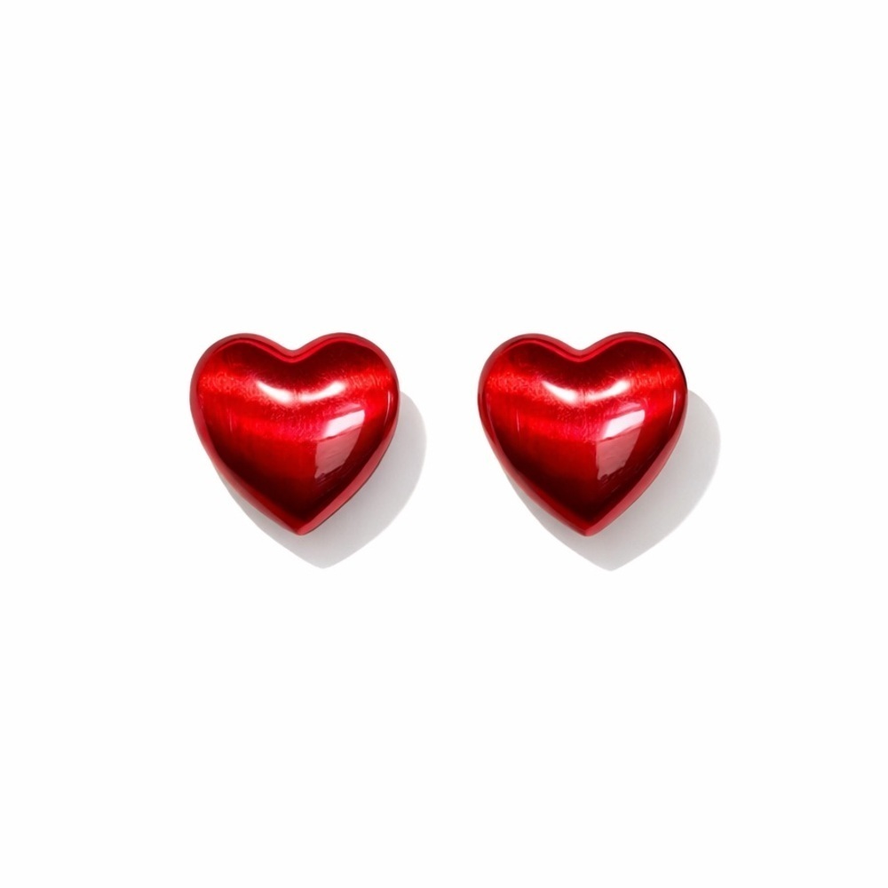 ♥️ Red Heart Stud Earrings